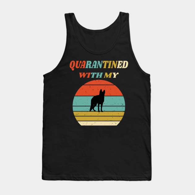 Quarantined With My Dog Funny Gift Idea Social Distancing Tank Top by WassilArt